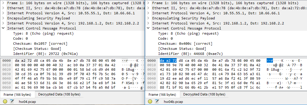 Comparing packet streams in Wireshark