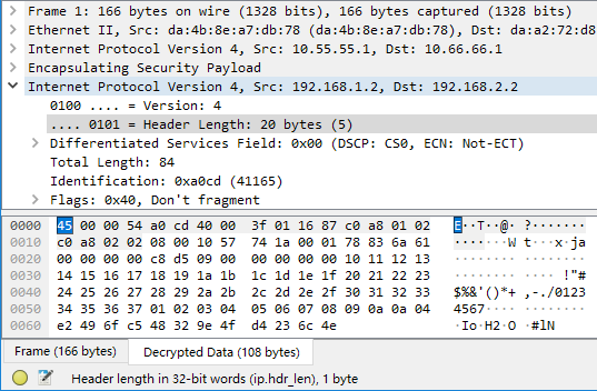 Wireshark decrypted payload