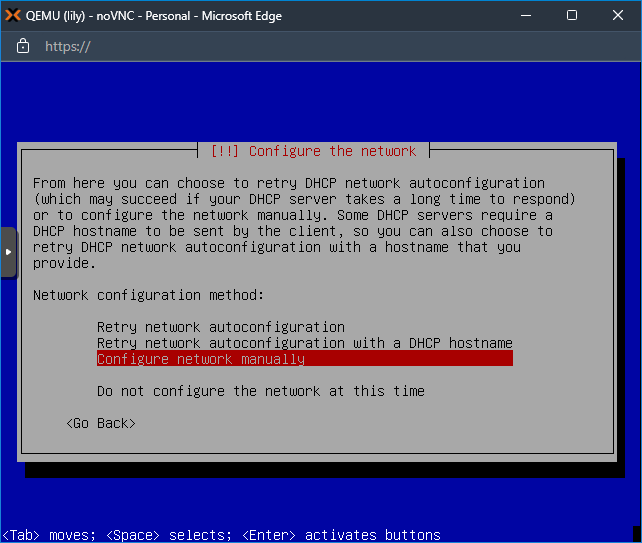 Configure network for Debian installer